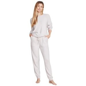 Barefoot Dreams Cozychic Ultra Lite Jogger Top Crewneck Beige Set Size Large